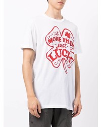 T-shirt à col rond imprimé blanc et rouge DSQUARED2