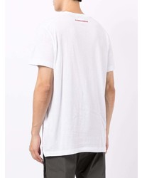 T-shirt à col rond imprimé blanc et rouge DSQUARED2