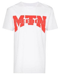 T-shirt à col rond imprimé blanc et rouge Motherlan