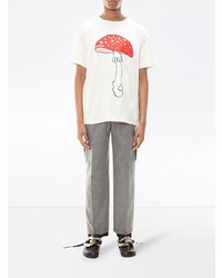 T-shirt à col rond imprimé blanc et rouge JW Anderson