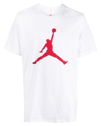 T-shirt à col rond imprimé blanc et rouge Nike