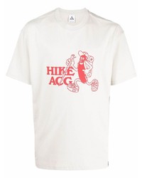 T-shirt à col rond imprimé blanc et rouge Nike
