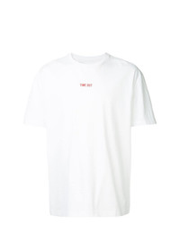 T-shirt à col rond imprimé blanc et rouge Off Duty
