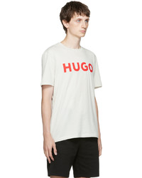 T-shirt à col rond imprimé blanc et rouge Hugo