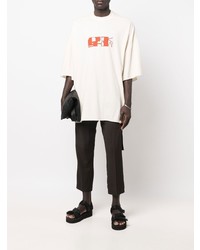 T-shirt à col rond imprimé blanc et rouge Rick Owens DRKSHDW