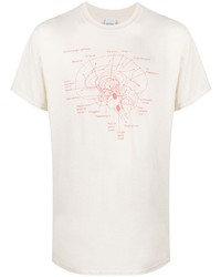 T-shirt à col rond imprimé blanc et rouge Paura