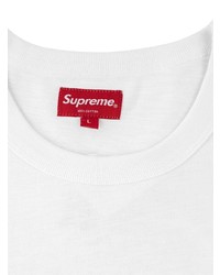 T-shirt à col rond imprimé blanc et rouge Supreme