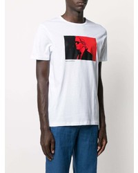 T-shirt à col rond imprimé blanc et rouge Karl Lagerfeld