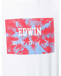 T-shirt à col rond imprimé blanc et rouge Edwin