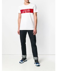 T-shirt à col rond imprimé blanc et rouge Calvin Klein Jeans