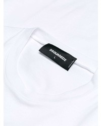 T-shirt à col rond imprimé blanc et rouge DSQUARED2