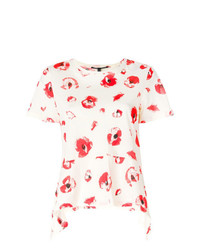 T-shirt à col rond imprimé blanc et rouge Proenza Schouler