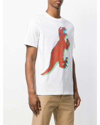 T-shirt à col rond imprimé blanc et rouge Paul Smith