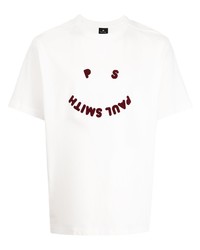 T-shirt à col rond imprimé blanc et rouge PS Paul Smith