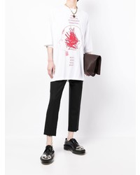 T-shirt à col rond imprimé blanc et rouge UNDERCOVE