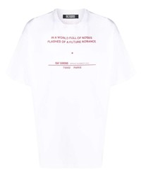 T-shirt à col rond imprimé blanc et rouge Raf Simons