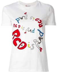 T-shirt à col rond imprimé blanc et rouge RED Valentino