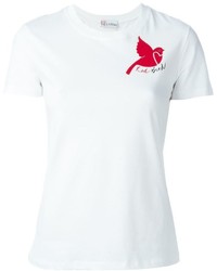 T-shirt à col rond imprimé blanc et rouge RED Valentino