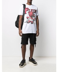 T-shirt à col rond imprimé blanc et rouge Philipp Plein