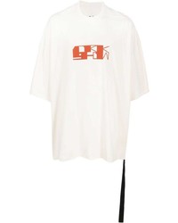 T-shirt à col rond imprimé blanc et rouge Rick Owens DRKSHDW