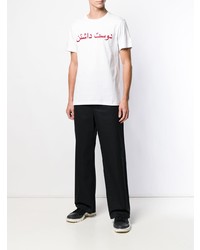 T-shirt à col rond imprimé blanc et rouge Dust