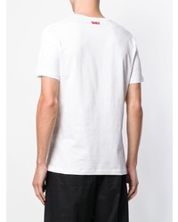 T-shirt à col rond imprimé blanc et rouge Dust