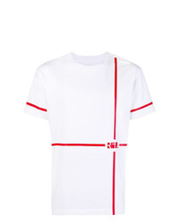 T-shirt à col rond imprimé blanc et rouge RtA