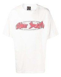 T-shirt à col rond imprimé blanc et rouge SAINT MXXXXXX
