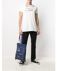 T-shirt à col rond imprimé blanc et rouge Maison Margiela