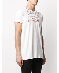 T-shirt à col rond imprimé blanc et rouge Maison Margiela