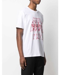 T-shirt à col rond imprimé blanc et rouge Alexander McQueen