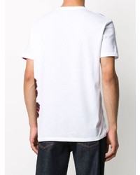 T-shirt à col rond imprimé blanc et rouge Alexander McQueen