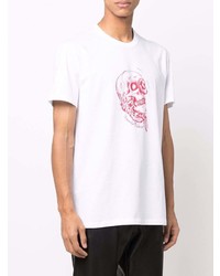 T-shirt à col rond imprimé blanc et rouge Alexander McQueen