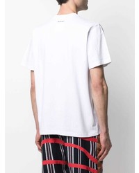 T-shirt à col rond imprimé blanc et rouge Sacai