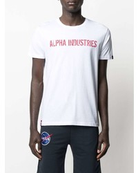 T-shirt à col rond imprimé blanc et rouge Alpha Industries