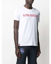 T-shirt à col rond imprimé blanc et rouge Alpha Industries