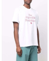 T-shirt à col rond imprimé blanc et rouge Casablanca