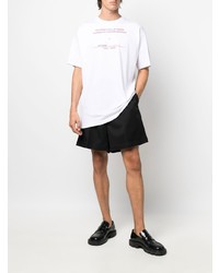 T-shirt à col rond imprimé blanc et rouge Raf Simons