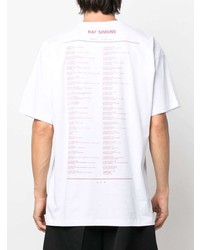 T-shirt à col rond imprimé blanc et rouge Raf Simons