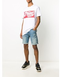 T-shirt à col rond imprimé blanc et rouge Philipp Plein