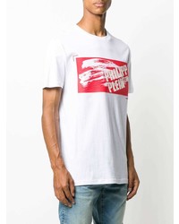 T-shirt à col rond imprimé blanc et rouge Philipp Plein