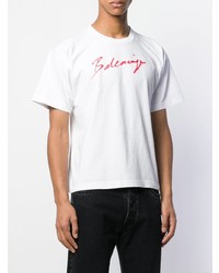 T-shirt à col rond imprimé blanc et rouge Balenciaga