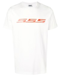 T-shirt à col rond imprimé blanc et rouge Sss World Corp