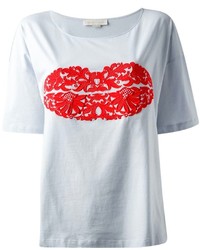 T-shirt à col rond imprimé blanc et rouge Stella McCartney