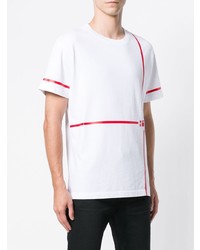 T-shirt à col rond imprimé blanc et rouge RtA