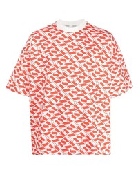 T-shirt à col rond imprimé blanc et rouge Sunnei