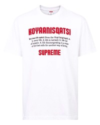 T-shirt à col rond imprimé blanc et rouge Supreme