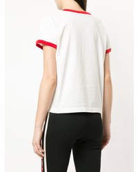 T-shirt à col rond imprimé blanc et rouge Roarguns