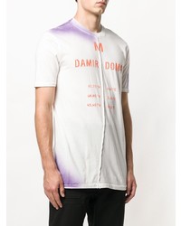 T-shirt à col rond imprimé blanc et rouge Damir Doma