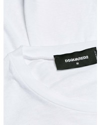 T-shirt à col rond imprimé blanc et rouge DSQUARED2